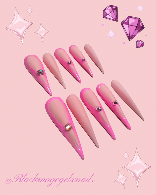 Pinky Pie ~ Hand Painted Premium Gel X Nails