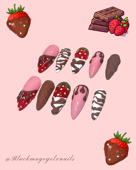 Dipped And Drizzled ~ Hand Painted Premium Gel X Nails